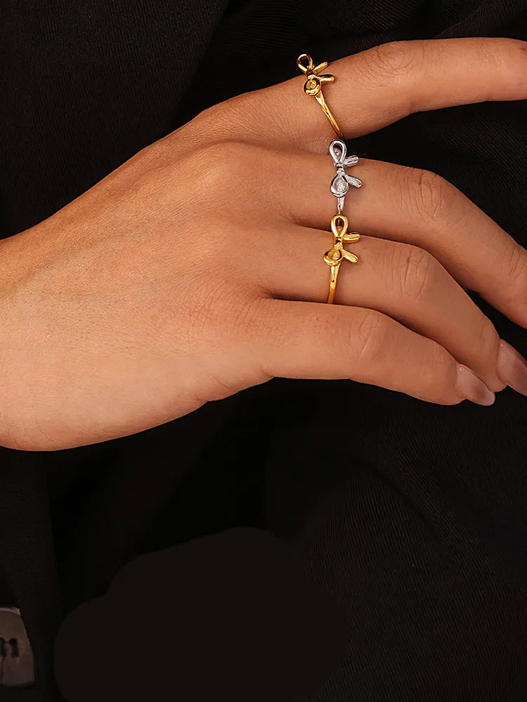 Bow ring stainless steel ins style jewelry